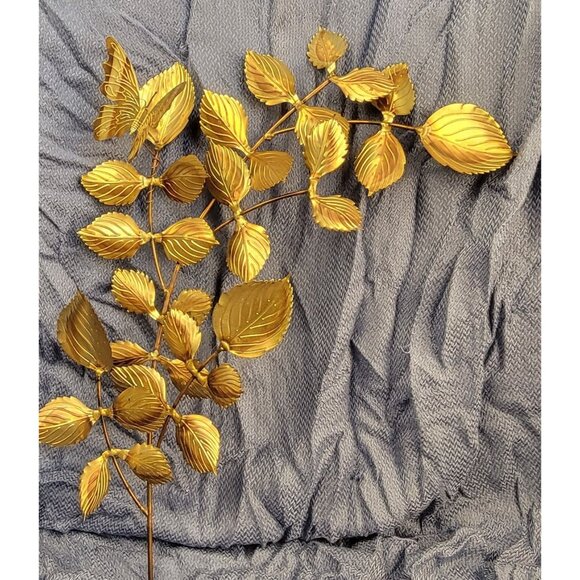 Vintage Mid-Century Modern Metal Leaf Wall Art, Set 2 - Picture 5 of 12